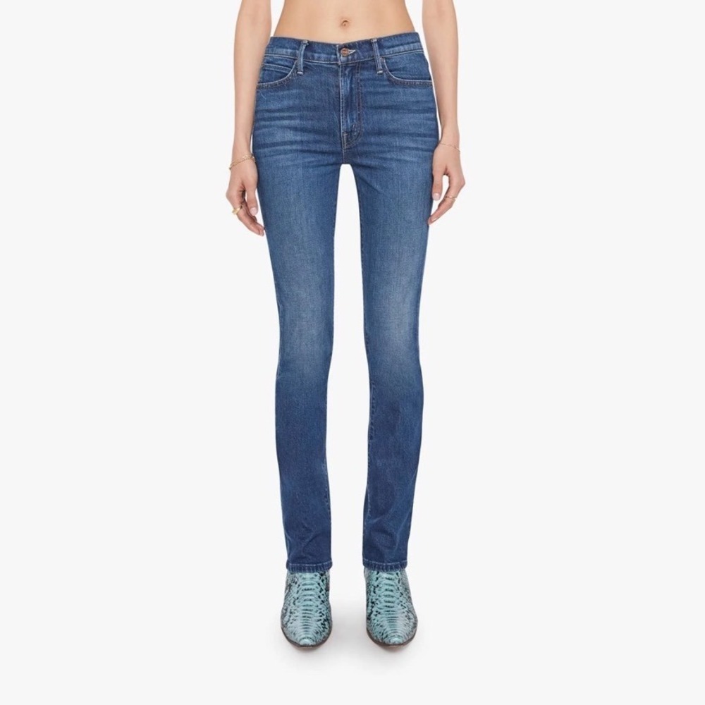 MOTHER The Rascal Skimp Jeans Shine On Dark Blue Straight Leg 10424-1728 Size 29 - Picture 1 of 12